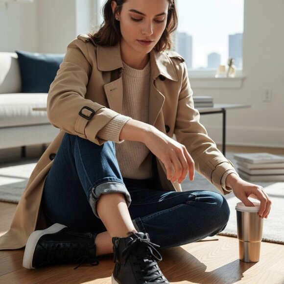 UGG Olli Black leather Women’s High Top Side Zip Sneakers Size 9.5 - Picture 3 of 14